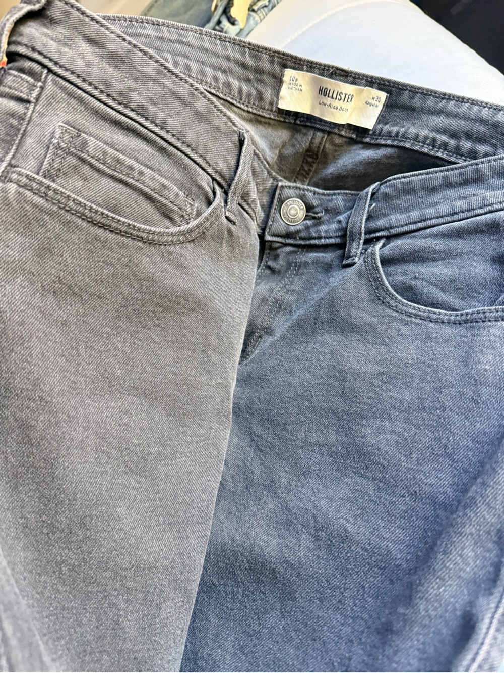 Hollister Two-Tone Gray and Blue Low-Rise Jeans